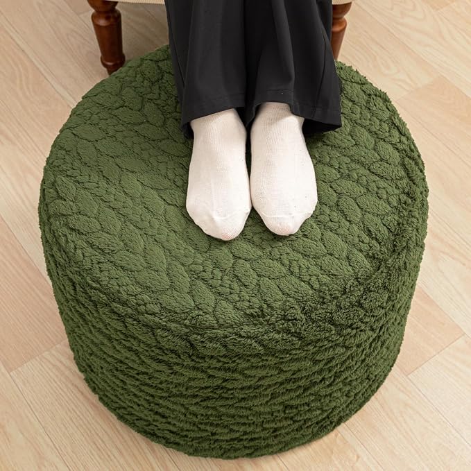 Round Pouf Ottoman 20 x 20 x 14 Inches Boho Poof Home Decor Floor Pouffe - Image 4