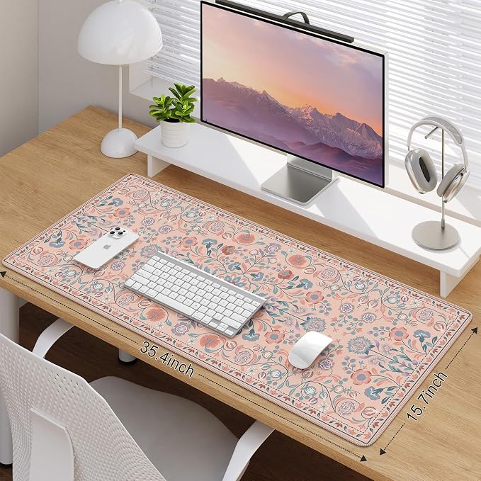 iCasso Desk Mat for Keyboard and Mouse, Large Mouse Pad, Desk Pad Mat, - Image 2