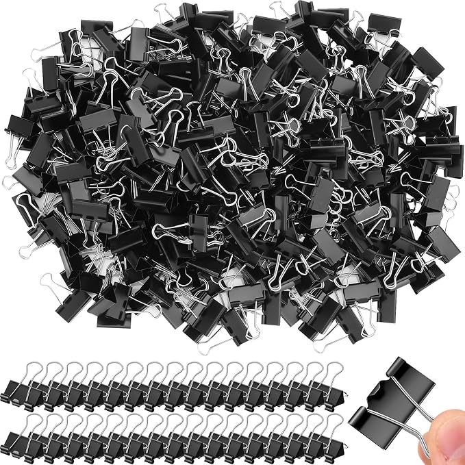 Jetec 500 Pieces 1. 25 Inch Black Binder Clips Bulk Large Paper Clamps Metal by Jetec