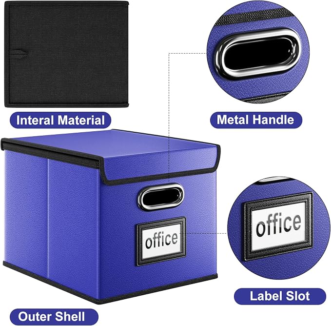 Decorative Leather File Organizer Storage Boxes - Image 3