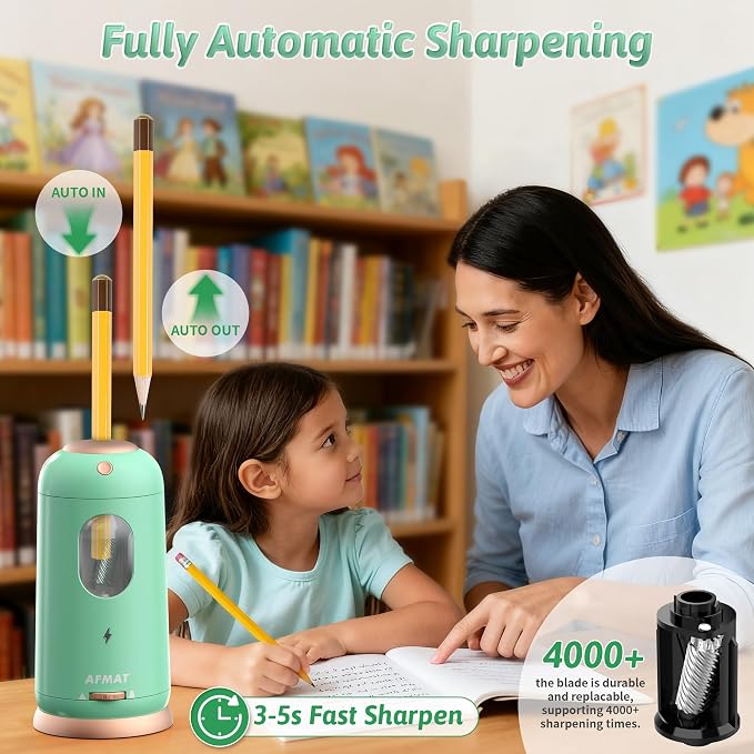 AFMAT Electric Pencil Sharpener, Auto in & Out, Fully Automatic Pencil Sharpener - Image 2