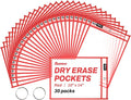 SUNEE 30 Packs Oversized Reusable Dry Erase Pocket Sleeves by SUNEE