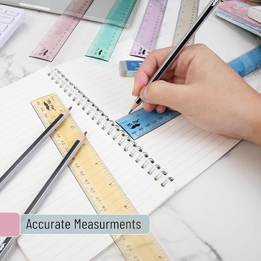 Mr. Pen- Plastic Rulers, 12 Inch, 6 Pack, Morandi Colors, Metric & Imperial | - Image 6