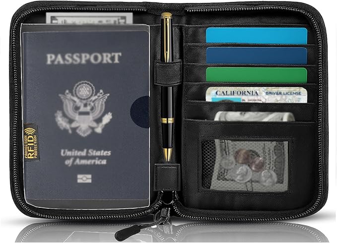 Passport Holder for Travel Essentials, RFID Blocking Protector Passport Wallets by Unknown