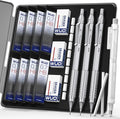 WUO Mechanical Pencils 0.7mm, 3 Silver Metal Drafting Pencils by WUO