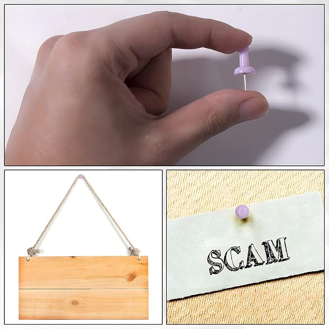 VAPKER Push Pins Tacks 120Pcs Solid Light Purple Thumb Tacks Larger Size Pin - Image 5