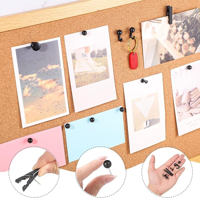 BESARME 200 Pcs Push Pins for Bulletin Board, Thumb Tacks Black Pushpins for - Image 4