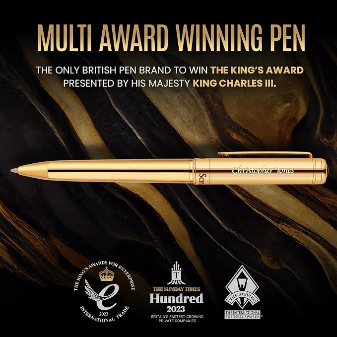 Scriveiner Personalized Gold Ballpoint Pen - Image 7