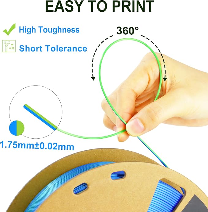 LOVOON Silk PLA 3D Printer Filament Bundle 2 KG, PLA Filament 1.75mm, Shiny - Image 5