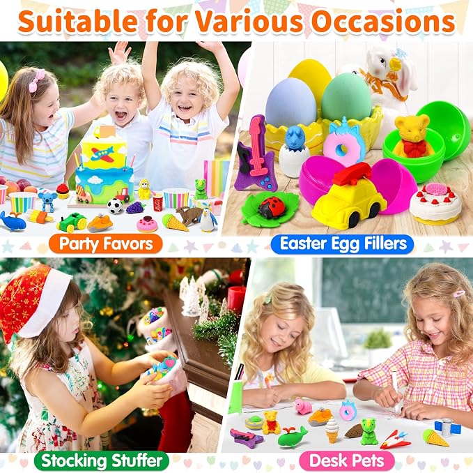 90 Pack Animal Erasers for Kids Bulk Desk Pets Classroom Prizes Treasure Box - Image 7