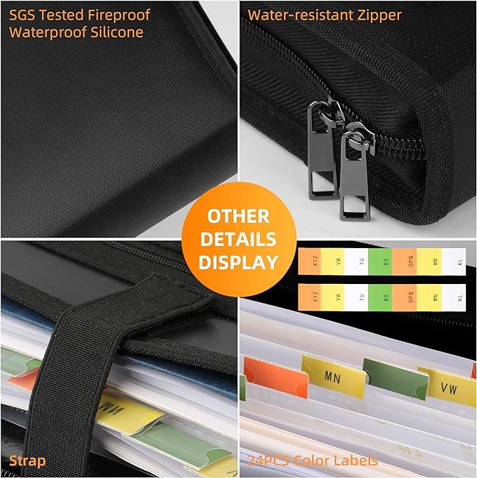 JUNDUN Fireproof Accordion File Organizer | 13 Pockets Accordion Folder - Image 4