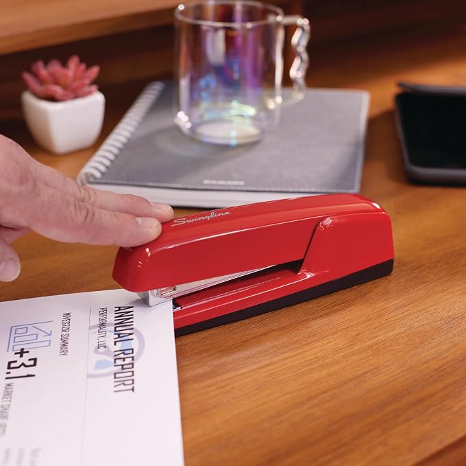 Swingline Stapler, 30 Sheet Capacity, 747 Business Stapler, Jam Free, Rio Red - Image 2
