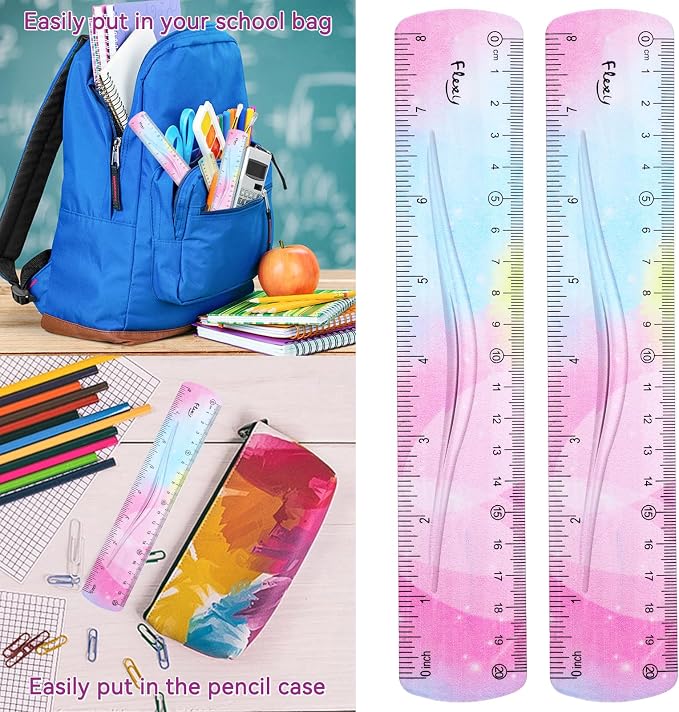 Grevosea 2 Pieces Flexible Ruler, 20cm/8inch Plastic Ruler Shatterproof - Image 6