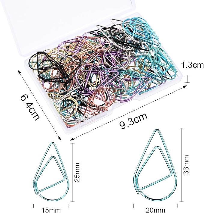 Frienda 105 Pieces Multicolor Paperclips Metal Paper Clips Drop-Shaped Clips - Image 2