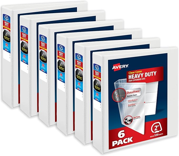 Avery Heavy-Duty View 3 Ring Binders, 2 Inch One Touch Slant Rings, 2.8 Inch by Avery