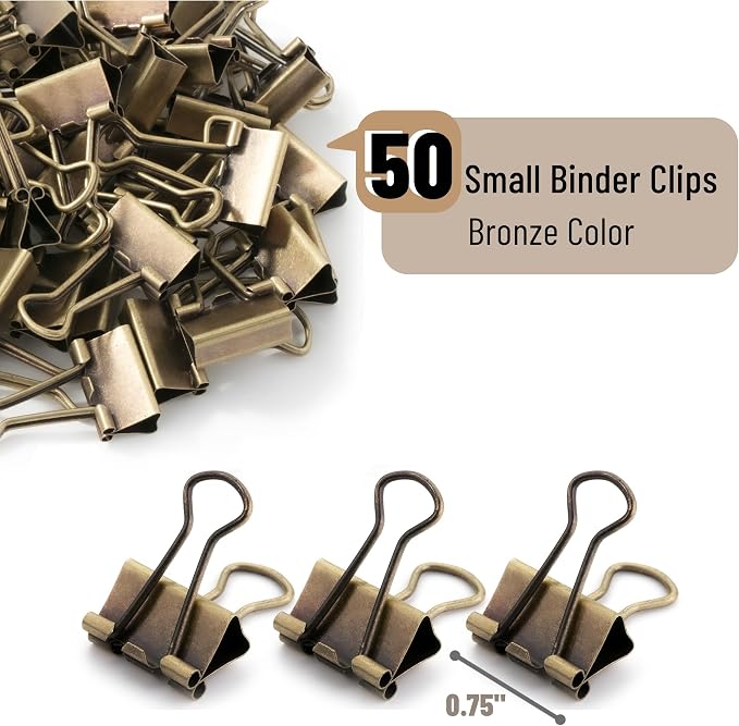 Mr. Pen- Small Binder Clips, Small Size | Bronze Metal Binder Paper Clips - Image 2