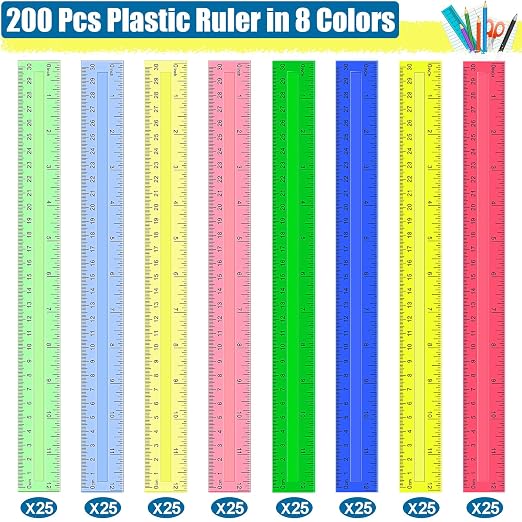 200 Pcs Rulers Bulk, 12 Inch Plastic Assorted Color Clear Rulers - Image 2
