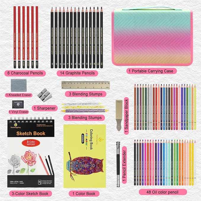 80pcs Drawing Kit Sketching Set Art Sketch Supplies Coloring pencils Kit 48 - Image 7