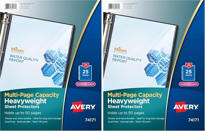 Avery Clear High-Capacity Sheet Protectors, Hold 50 Sheets, Heavyweight by Avery