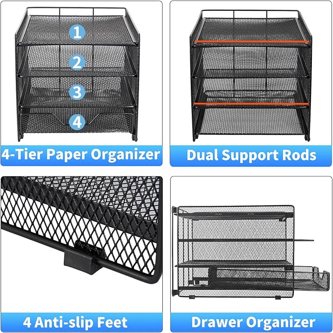 OPNICE Desk Organizers and Accessories, 4-Tier Desktop File Organizer - Image 6