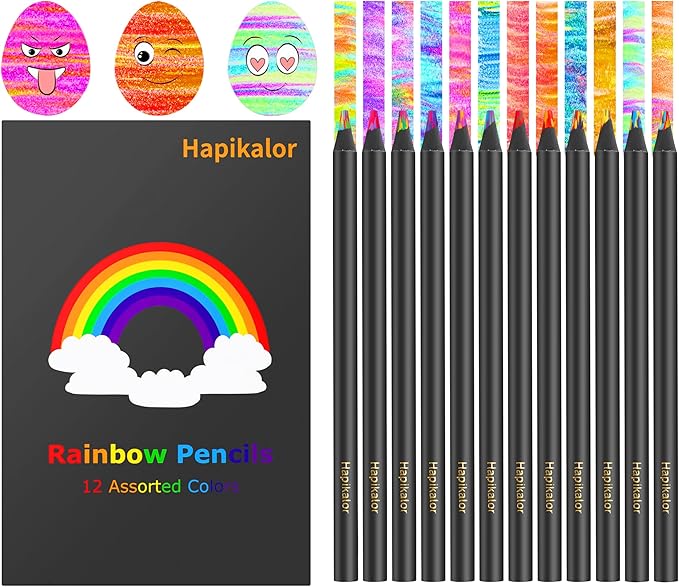 Hapikalor Art Supplies 12 Rainbow Colored Pencils, Teen Girl Boys Gifts Trendy by Hapikalor