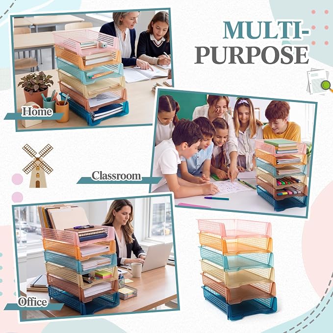 Geetery Set of 12 Turn in Trays Classroom Plastic Trays - Image 5