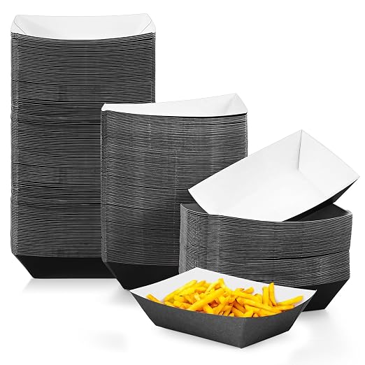 Yinkin 200 Pcs Paper Boat Disposable Graduation Food Trays Nacho Trays Kraft by Yinkin