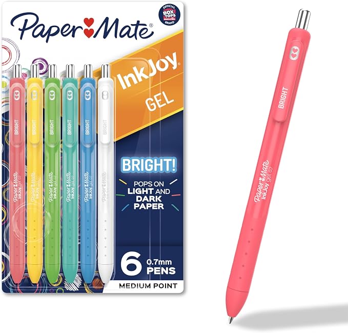 Paper Mate InkJoy Bright Pens, Gel Pens, Medium Point, Retractable by Unknown