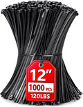 Zip Ties 12 inch, 1000 Pack Heavy Duty Black Zip Ties by HAVEMETD
