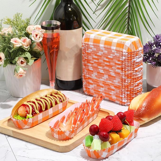 Yinkin 300 Pcs Paper Hot Dog Trays Valentine's Day 6 Inch Food Trays Concession - Image 7