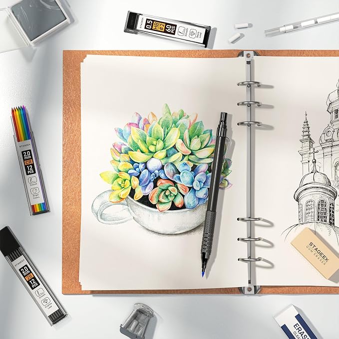 STAGEEK 25PCS Art Mechanical Pencil Set, Eraser - Image 7