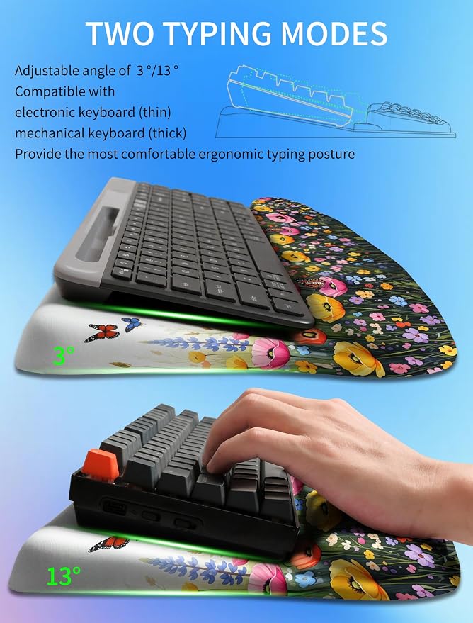 Ergonomic Wave Wrist Rest with Keyboard Stand, Cushioned Palm Rest, Comfortable - Image 2