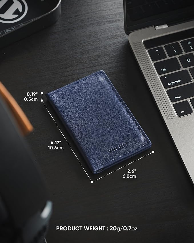 VULKIT Leather Business Card Holder 2 Sided Slim Business Name Card Organizer - Image 5