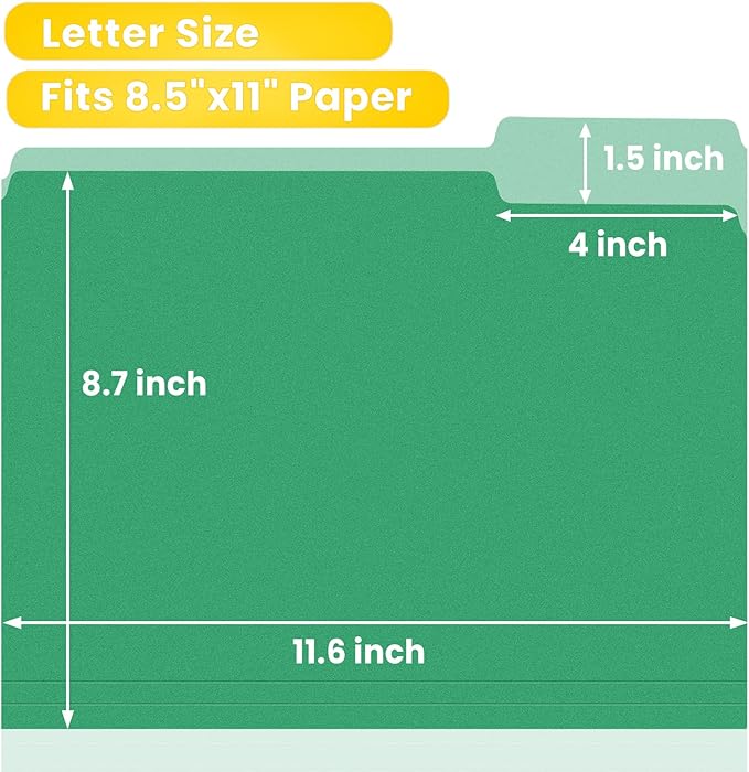 SUNEE File Folders, 150 Pack Manilla Folders 8.5 x 11, Colored File Folders - Image 2