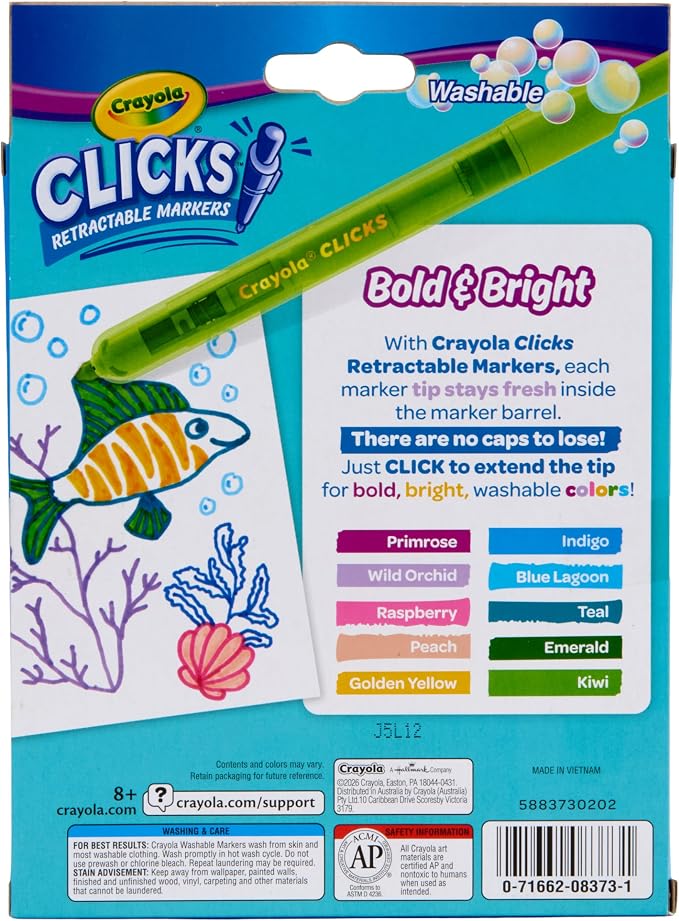 Crayola Clicks Retractable Markers Bold, Teacher Classroom School Supplies - Image 4