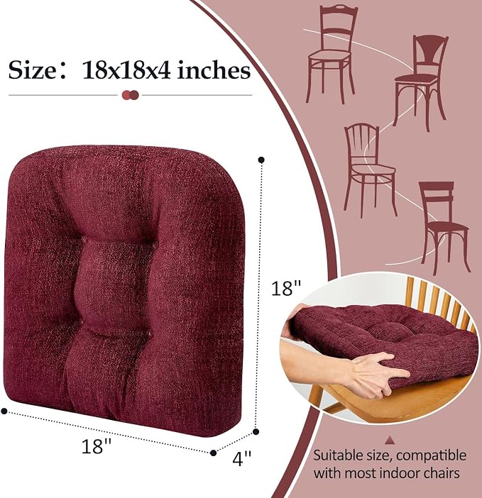 downluxe Chair Cushions for Dining Chairs 4 Pack, Tufted Indoor Chair Pads - Image 4