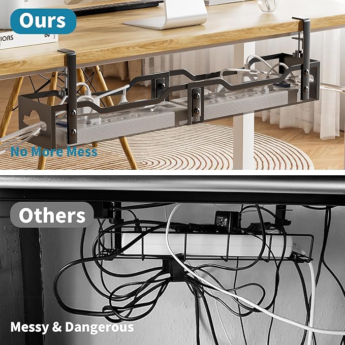 Under Desk Cable Management Tray Black, Litwaro Cable Management Under Desk No - Image 4
