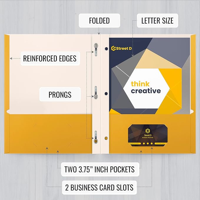 Better Office Products Dark Yellow 2 Pocket Folders - Image 3
