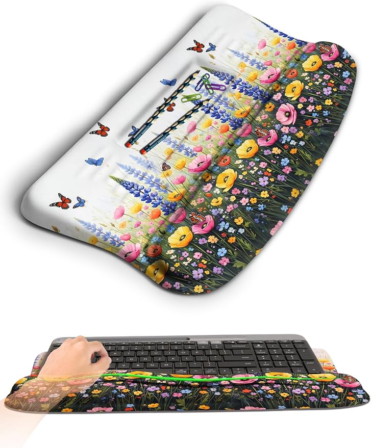Ergonomic Wave Wrist Rest with Keyboard Stand, Cushioned Palm Rest, Comfortable by KUOSGM