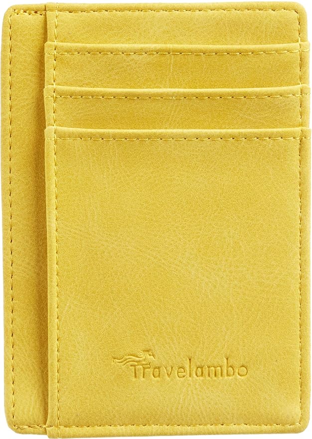 Travelambo Slim Wallet Front Pocket Minimalist Leather RFID Blocking Medium Size - Image 4