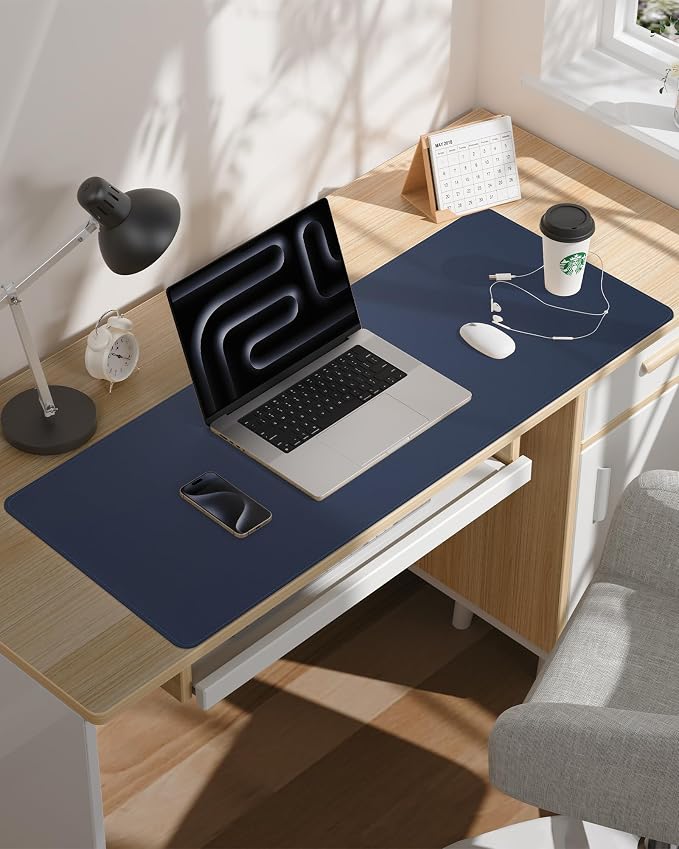 AFIING Leather Desk Pad Protector- 48" x 17" Office Desk Mat, Non-Slip PU - Image 6