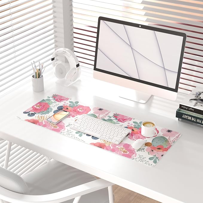 QIYI Large Mouse Pad, Women Girls PU Leather Waterproof Gaming Mousepad - Image 2