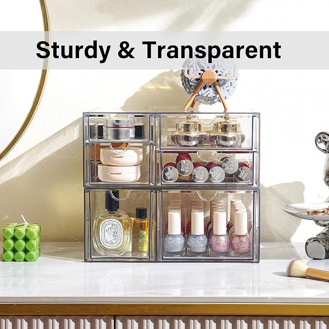 Prsildan Acrylic Makeup Organizer Clear Storage Drawer - Image 6