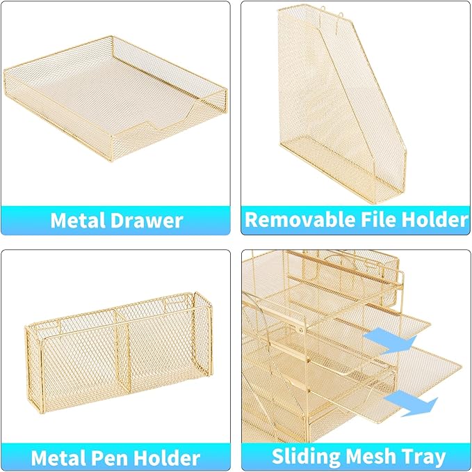 Desk Organizers and Accessories, 5-Tier Paper Letter Tray Organizer - Image 3