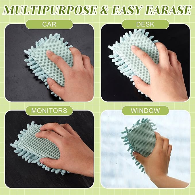 Zonon 4 Pieces Dry Erase Eraser Microfiber Shag Washable Whiteboard Eraser - Image 5