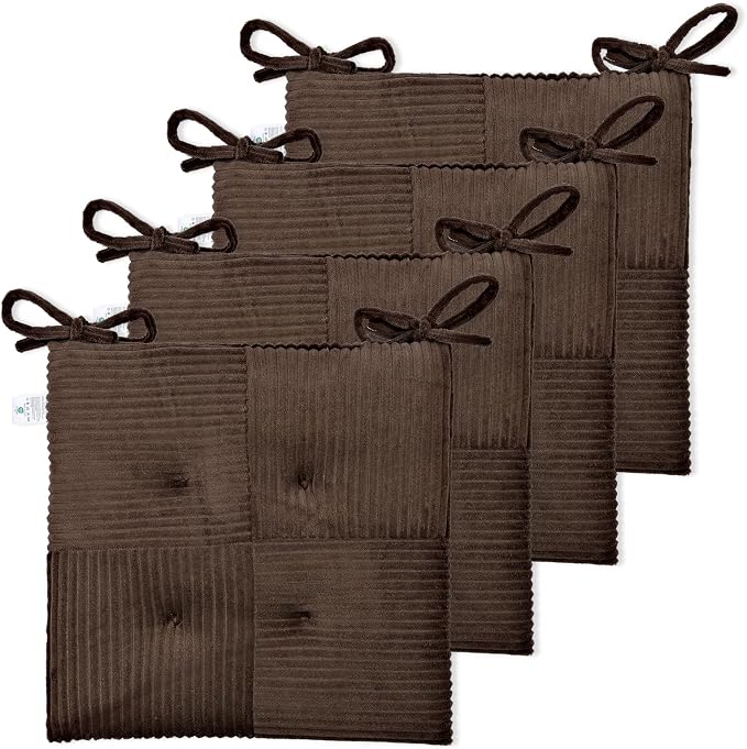 Office Stacking Chair Cushions 4 Pack, Corduroy High Density Foam Kitchen Seat by Zalvox