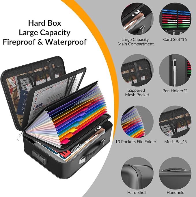 onvvippiv Hard Case Fireproof Document Box - Image 4