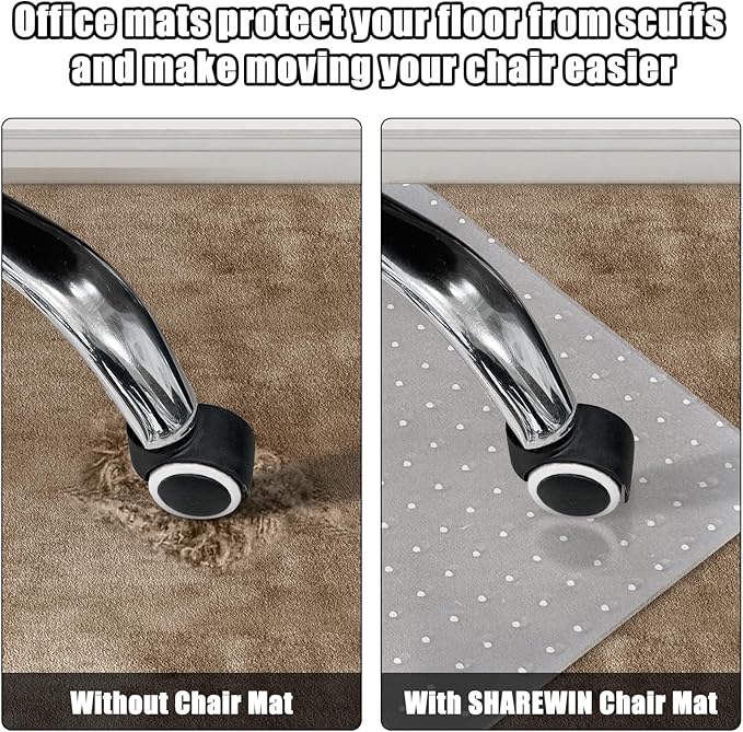 Office Chair Mat for Carpet Floors, Sturdy PVC Computer Chair Mats Anti-Slip - Image 3