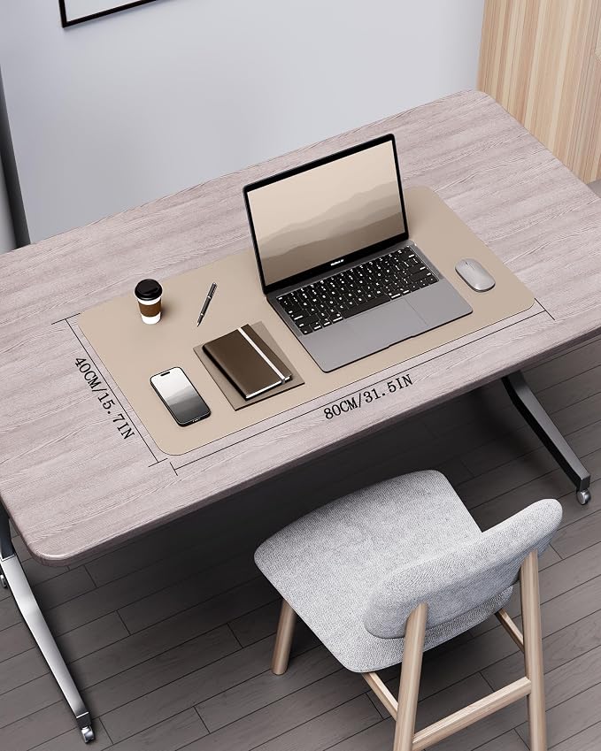 YSAGi Double-Sided Desk Pad, 35.4"x17" Leather Desk Mat, Eco Cork Desk Pad - Image 2