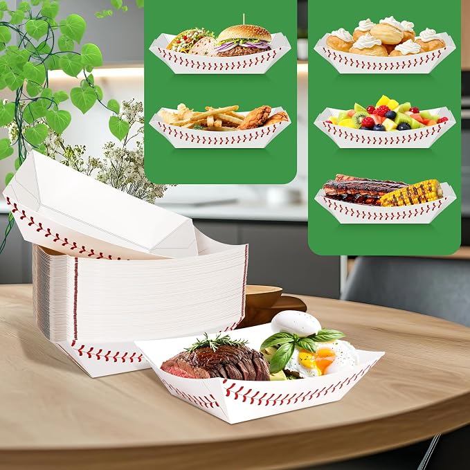 50 Pack 3Lb Paper Food Boat Trays, Baseball Birthday Decorations Baseball Party - Image 4